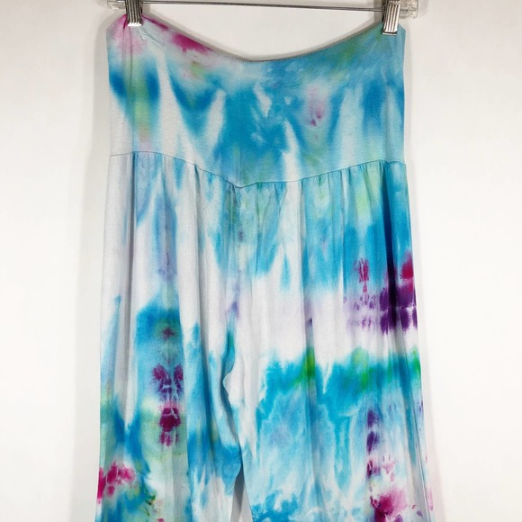 Rainbow Yoga Love Tree Large Pants Tie Dye Handmade Blue‎ Purple Lounge 539 - Picture 3 of 12
